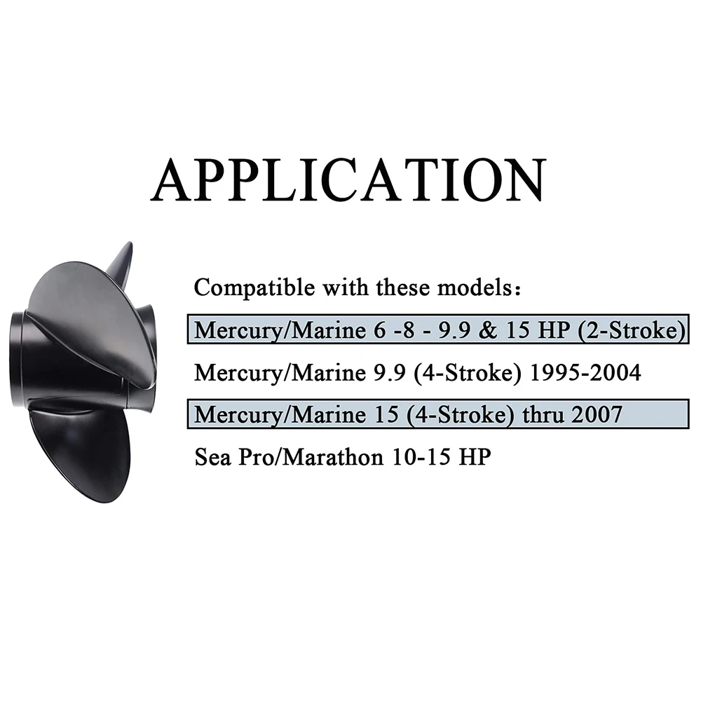 9x9 Aluminum Propeller for Mercury Outboard Motor 6HP 8HP 9.9HP 15HP 8 Tooth Spline 48-828156A12 Boat Engine
