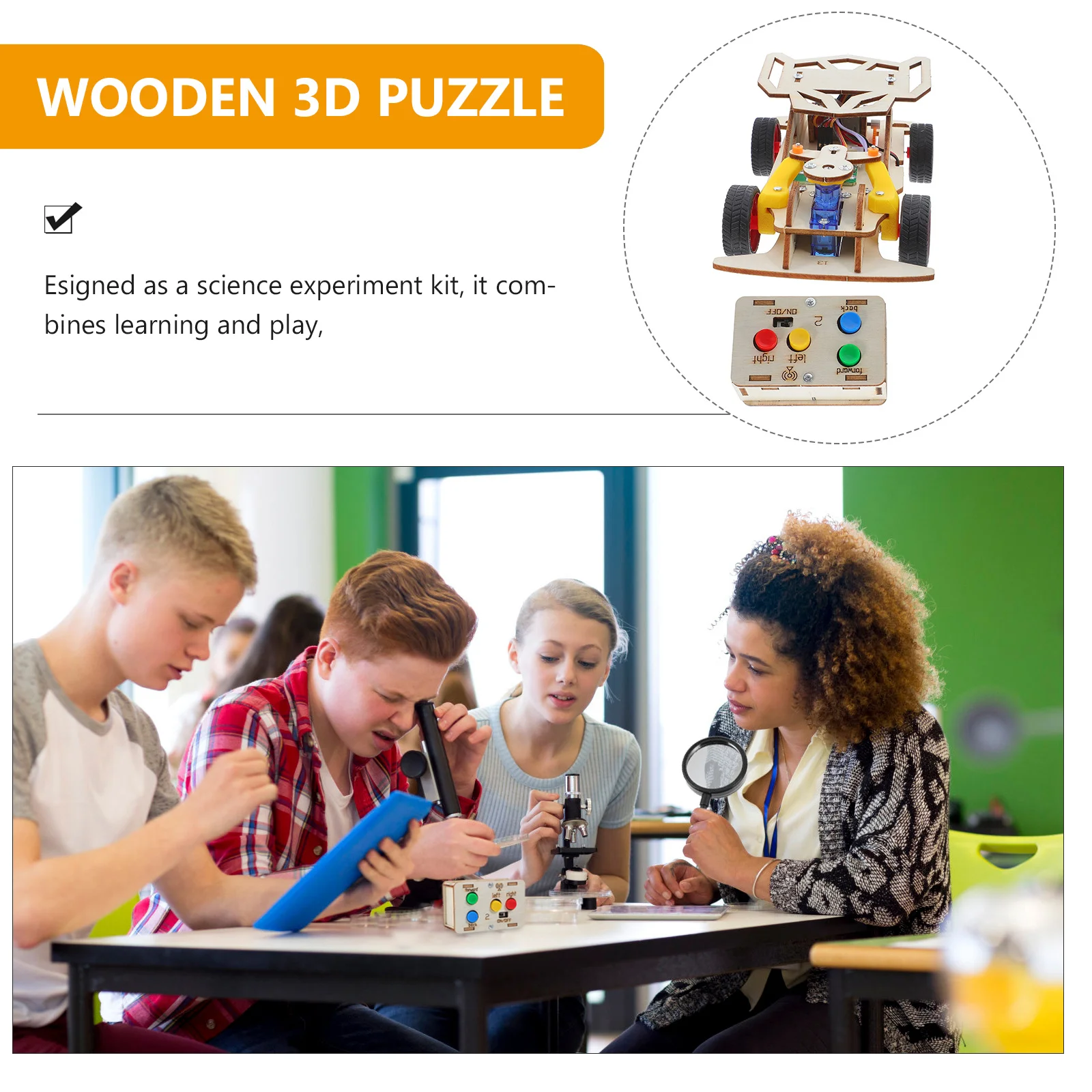 교육용 레이싱 키트 STEM 원격 조종 자동차 조립 세트 DIY 과학 실험 나무 3D 퍼즐 - 엔지니어링 STEM