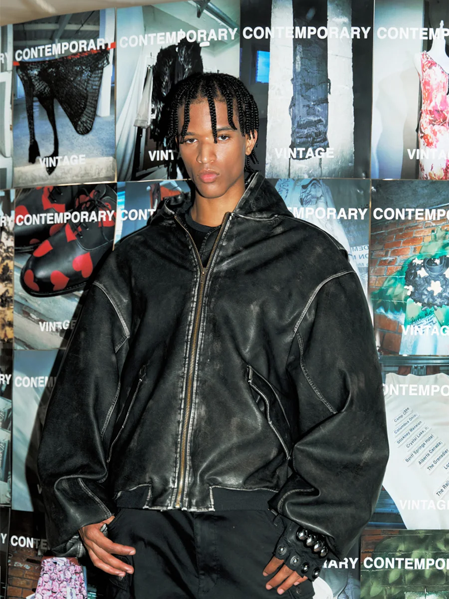 

Waed Cotton Jaet Hooded American Trendy Faded Color Heavy Du Autumn Winter New Arrival Youth Warm Thiened Casual Coat