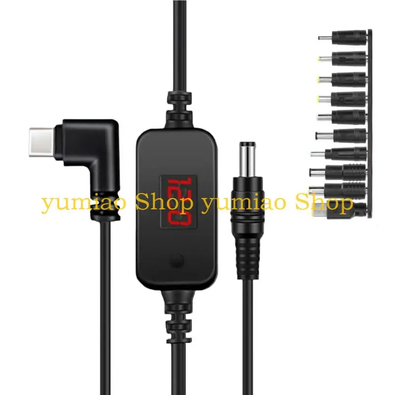 587B Portable Type C to DC5.5 Adjustable Charging Cable Offering Multi Voltages Option for Travel and Business Professional