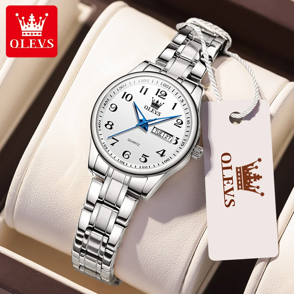 OLEVS 5567 High-end Brand Fashion Elegant Ladies Watch Luminous Hands Date Display Stainless Steel Strap Waterproof Watch