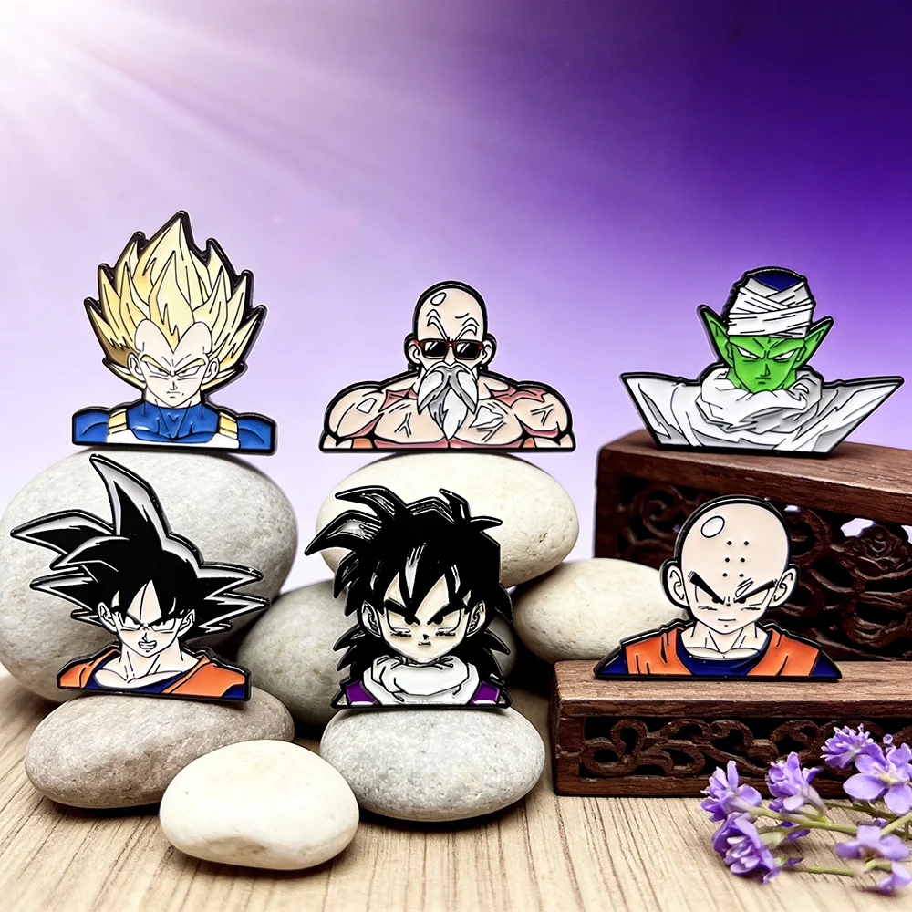 

Набор из 6 эмалевых значков с персонажами аниме Dragon Ball (Гоку), металлические броши-значки для рюкзаков и одежды, мультяшные украшения, подарок