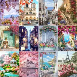 SDOYUNO 5D Diamond Painting Town Full Square Diamond Embroidery House Landscape Diamond Mosaic Cross Stitch Home Decor