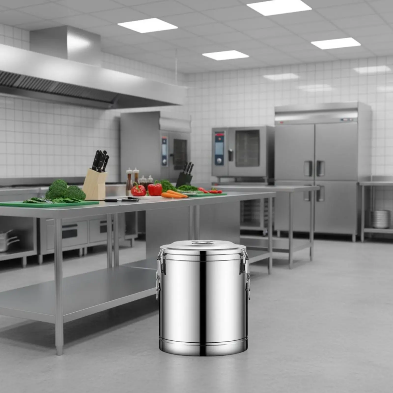 Stainless Steel Insulated Barrel Leakproof Gasket Large Capacity Thermal Barrel Hot and Cold Food Carrier Full PU Foam