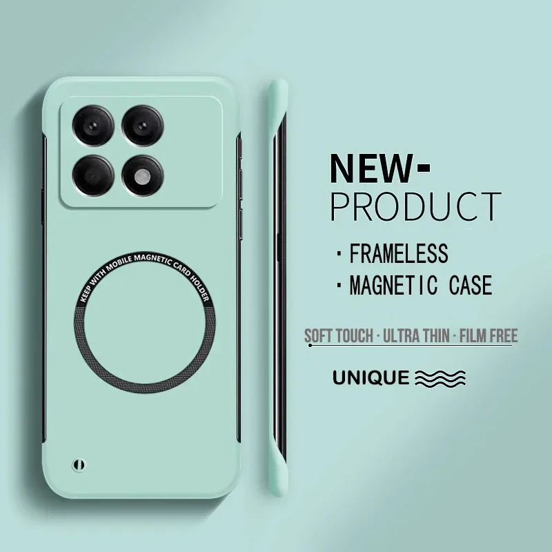 Casing Ponsel Tanpa Bingkai Magnetik PC Keras Ultra Tipis untuk Xiaomi Poco X6 Pro F3 F4 F5 Pro Sampul Solid Warna Murni Matte