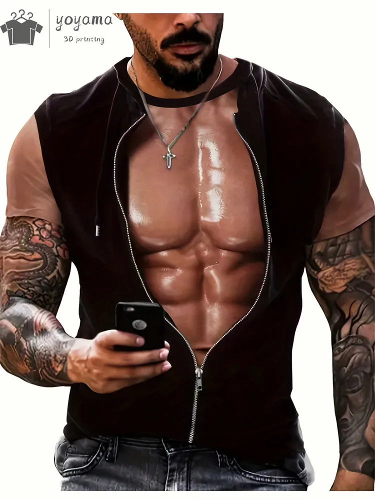 Funny 3D Printing Muscle Printed T-Shirt Gym Clothing Men Summer Streetwear T-Shirt Tops Harajuku Fashion Short Sleeve Tee image 3