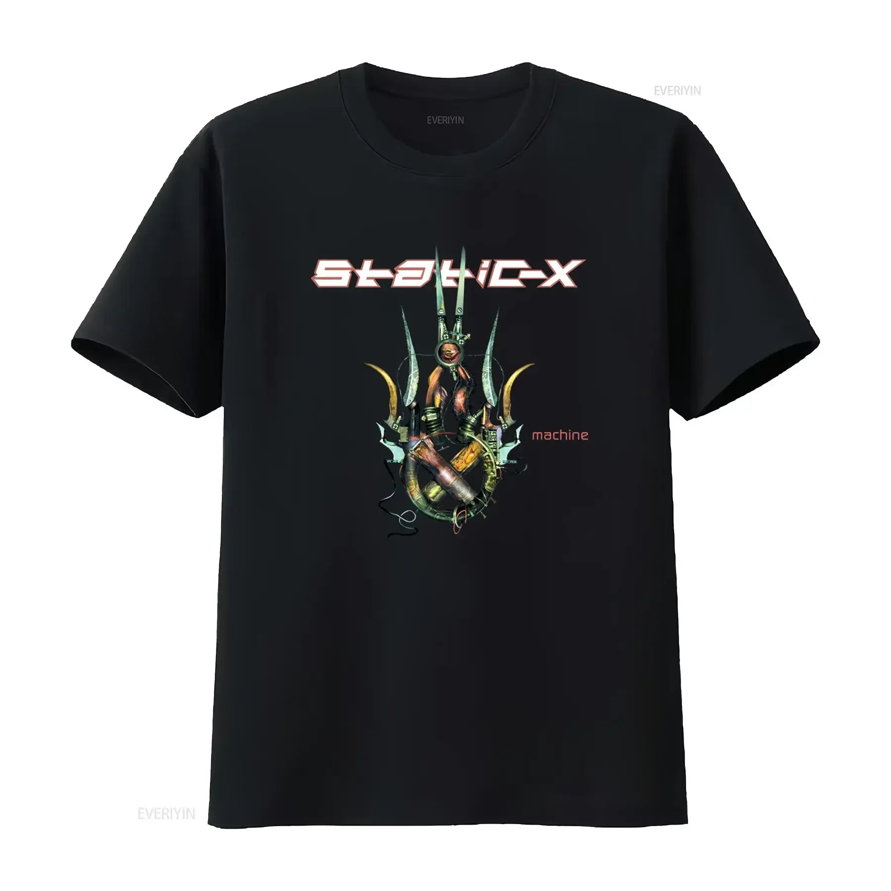 2001 Static X Machine Men's Black Cotton T shirt Size S 234XL CB488 vintage Washed Unisex Comfortable Soft designer clothes