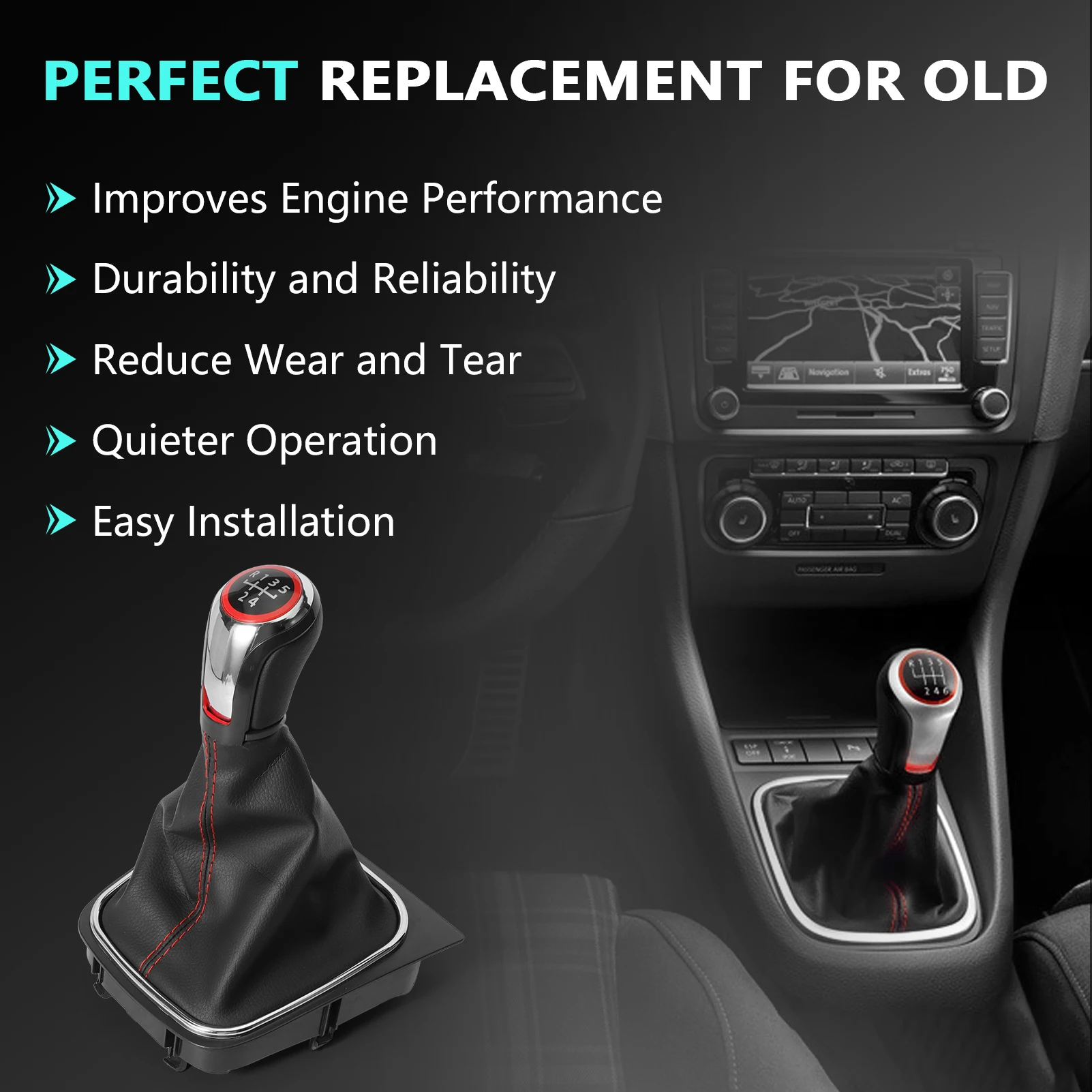 Ручка переключения передач, совместимая с VW Golf 6 Golf 5 A5 MK5 GTI GTD R32 2004-08 Scirocco 2009-2014, красная кнопка переключения