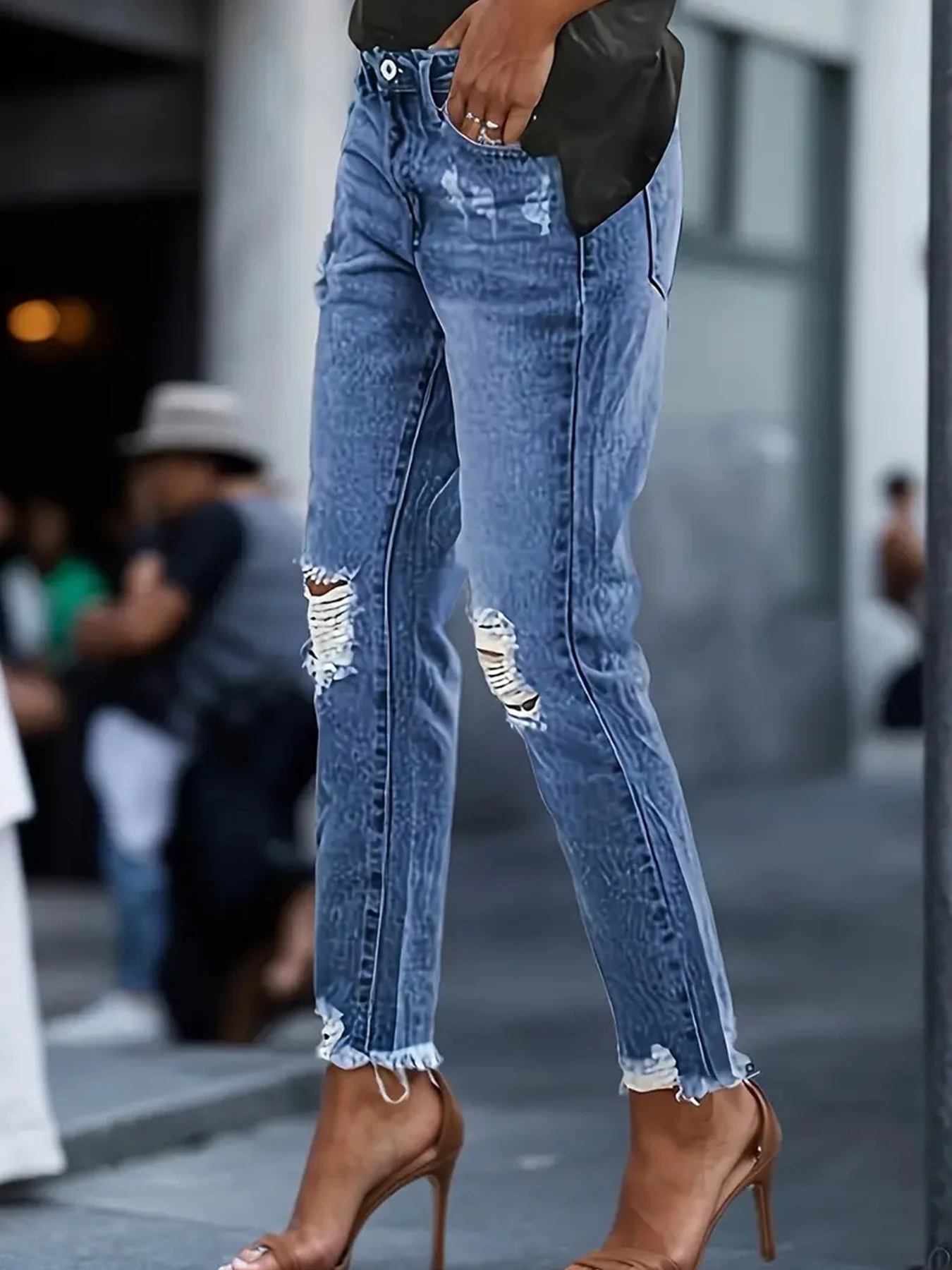 جينز مرن نسائي صيفي جديد لعام 2025، تصميم بخمسة جيوب، إصدار مريح، مناسب للارتداء اليومي #2