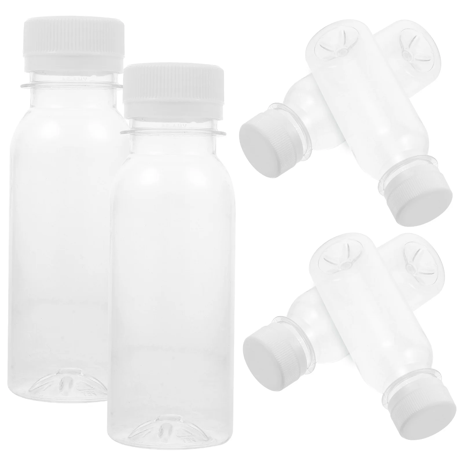 Botella de leche de 6 uds., Mini contenedores para nevera, botellas de plástico vacías con tapas, bebidas, agua, jugo, almacenamiento de pechos para niños y mascotas