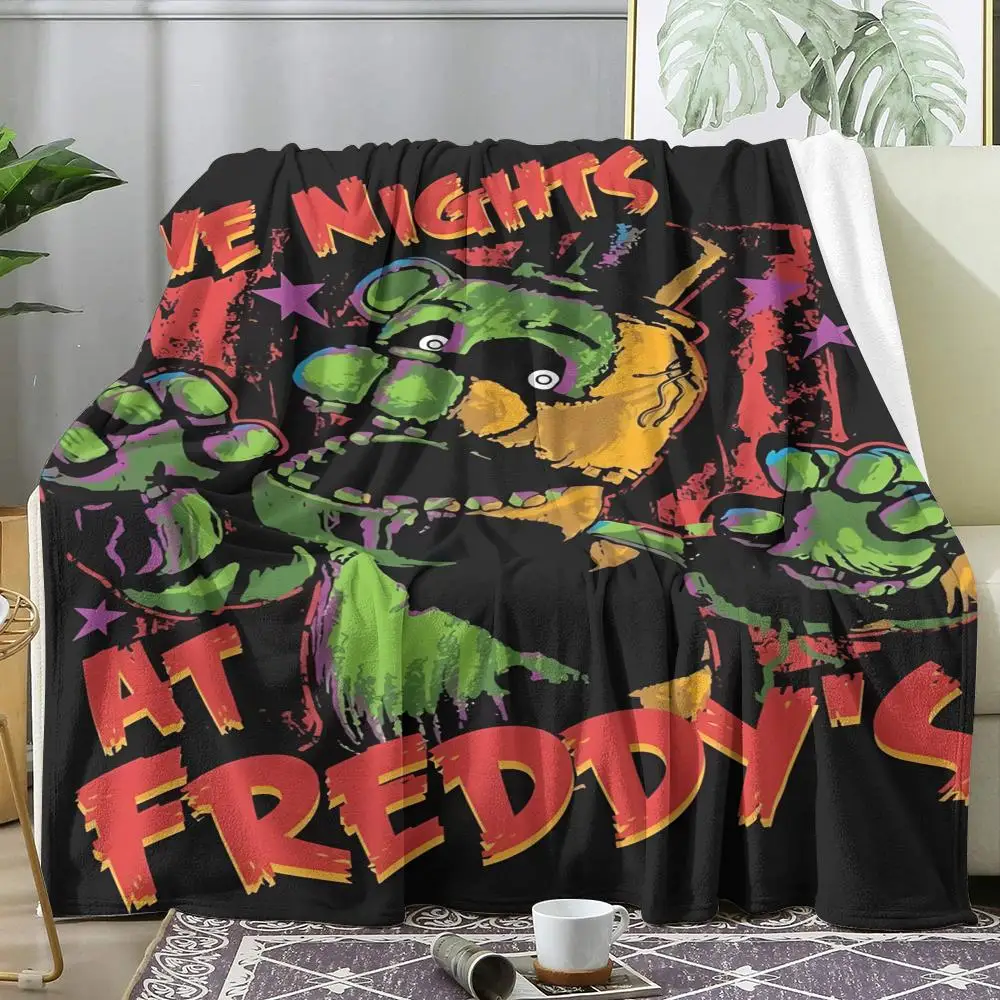 Horror Game F-Five Nights at Freddy's Throw Soft Flannel Throw Summer Blanket Lightweight Cozy Nap Blanket for Sofa Bed Travel
