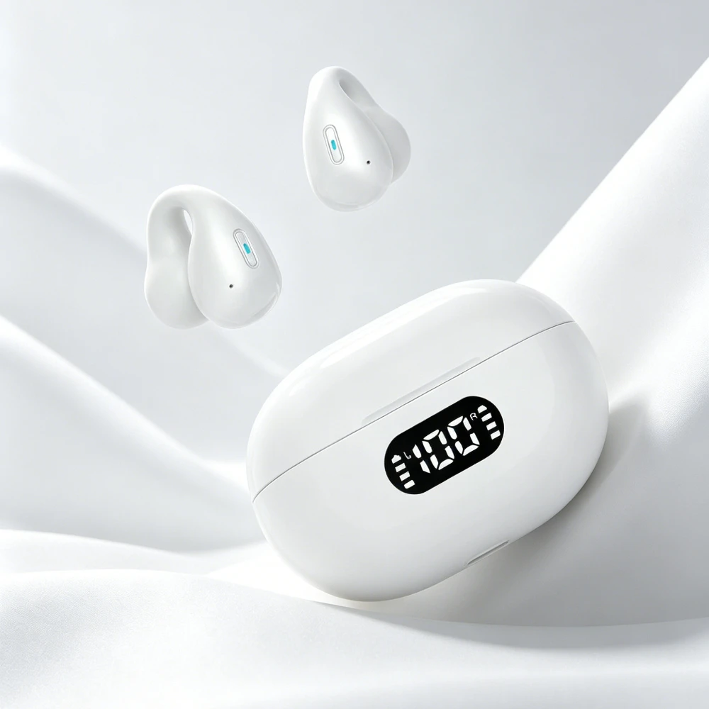 New Wireless Headphones Bluetooth 5.3 Bone Conduction Earphones Earclip Design Touch Control Led Earbuds Sports Headsets