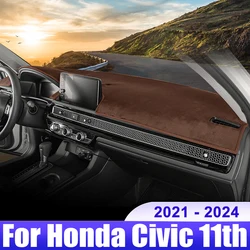 For Honda Civic 11th Gen 2021 2022 2023 2024 Civic 11 Car Dashboard Cover Dash Mat Sun Shade Non-slip Pad Interior Accessories