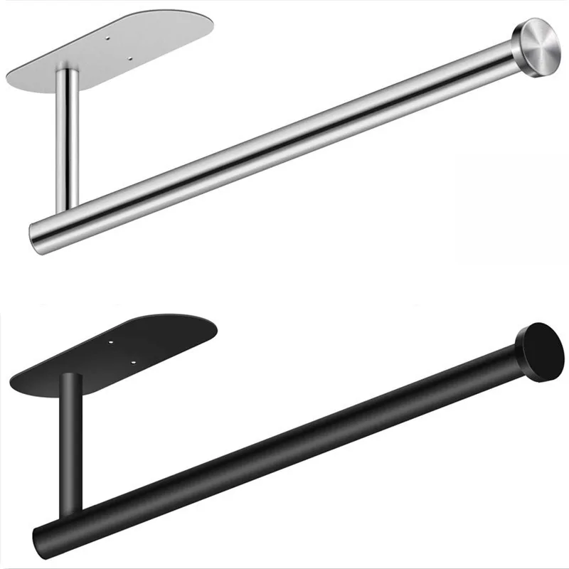 

304 Stainless Steel Paper Towel Holder - No Drill Wall Mount Kitchen/Bathroom Organizer, Black Rustproof Roll Dispenser