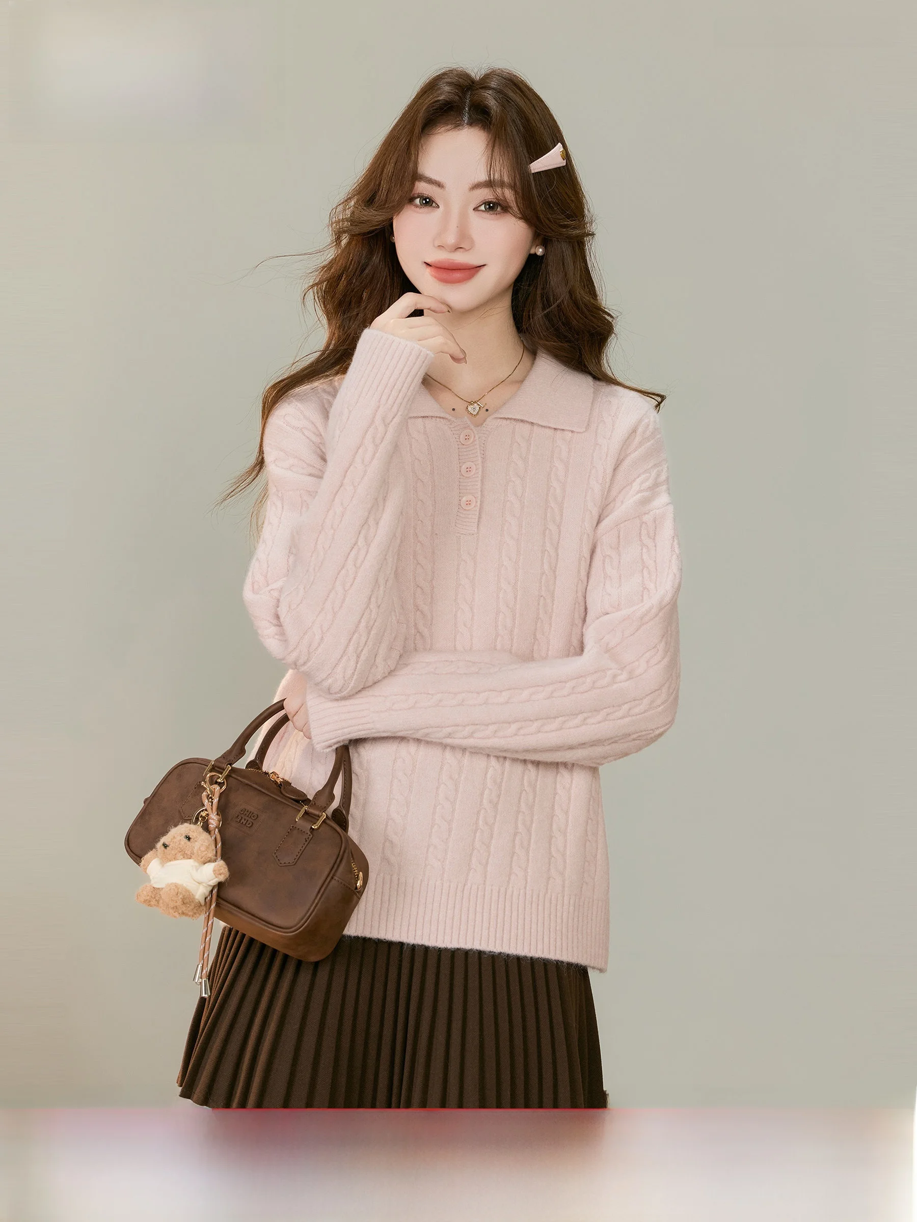 

Мягкий уютный женский вязаный свитер с узором «косы», универсальный, модный, зимний, в стиле ретро, из полиэфирного волокна, с длинными рукавами