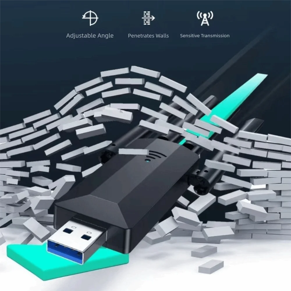 

USB-адаптер Wi-Fi с 4 антеннами, двухдиапазонный (2.4G/5Ghz), приемник 1200 Мбит/с, мощный Wi-Fi донгл, беспроводная сетевая карта без драйверов