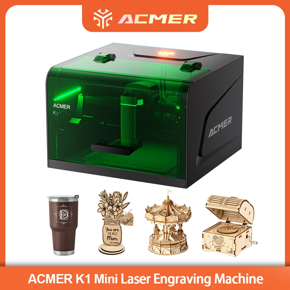 

ACMER K1 Mini Portable Laser Engraver Machine CNC Machine DIY Logo Marking Machine Painted Paper Leather Wood Acrylic Leather