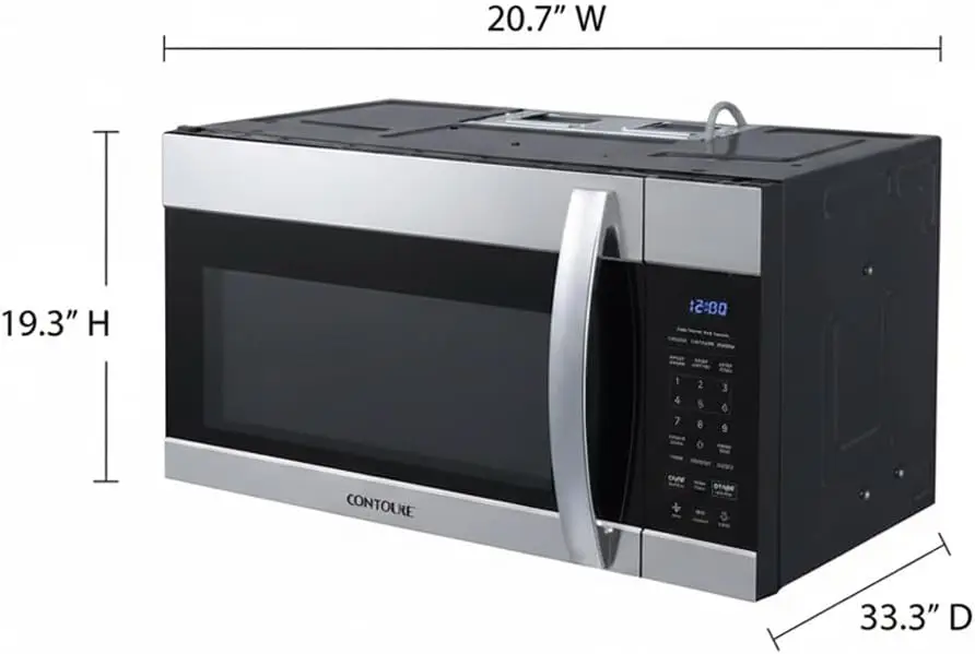 1.9 Cu. Ft. RV Over-the-Range Microwave with 900W Power, 300 CFM Built-In Exhaust Fan (4-Speed), Auto Cooking Programs - Stainle