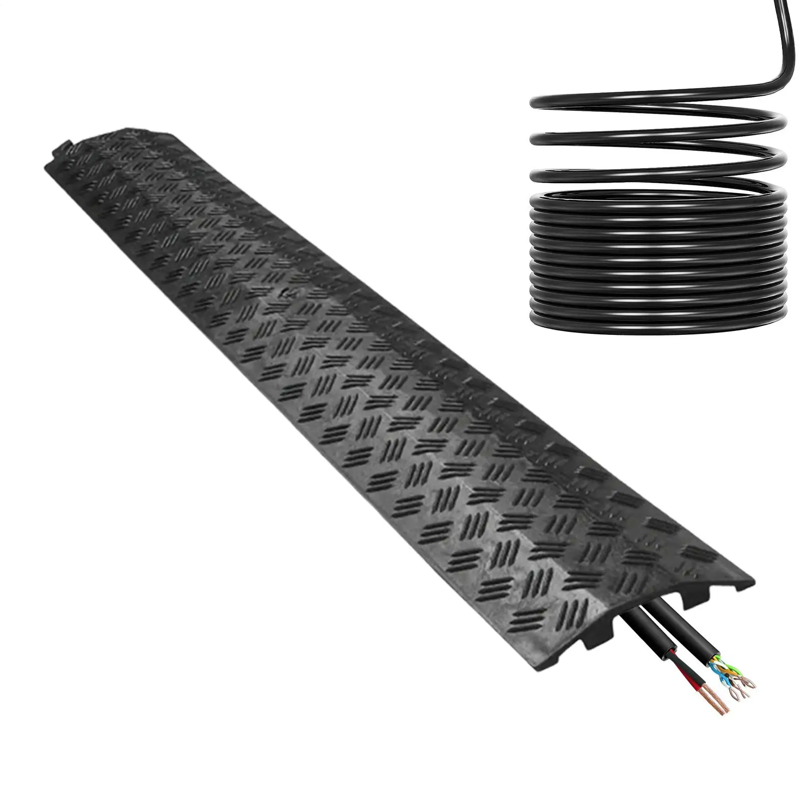 PVC Drive Over Cable Protector Power Lines Extension Cord Cover Waterproof Protective Cable Ramp For Garden Garage Sidewalk