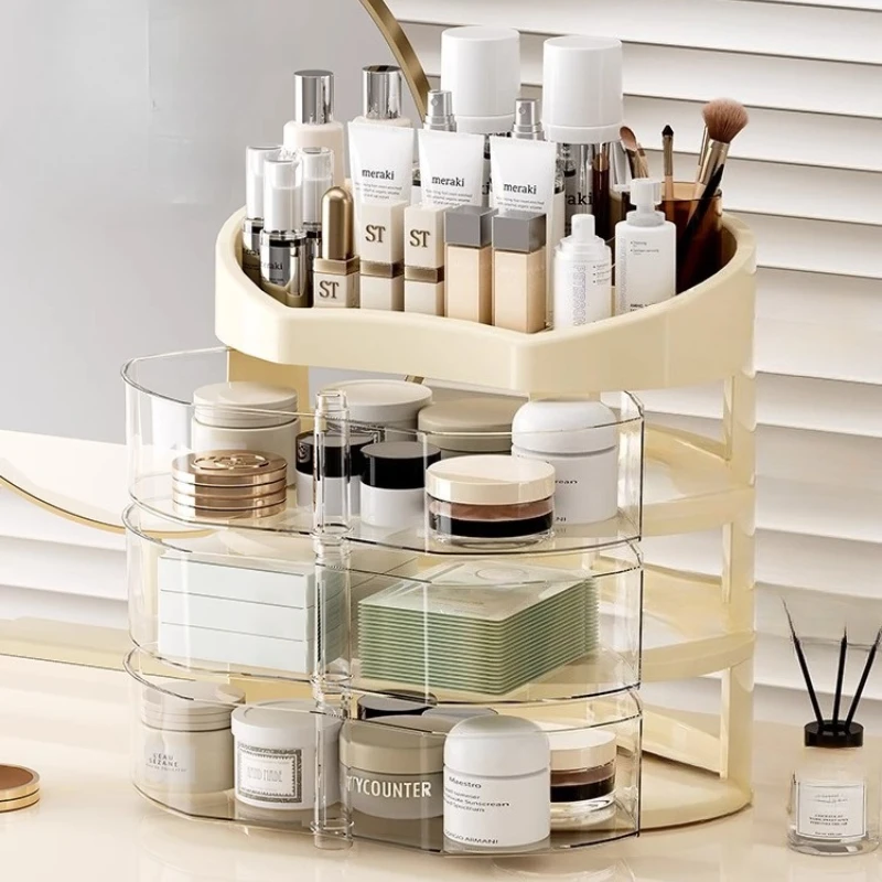 Home Table Large Capacity Cosmetics Organizing Makeup Storage Box Drawer Dustproof Table Lipstick Powder Storage Organizer Rack