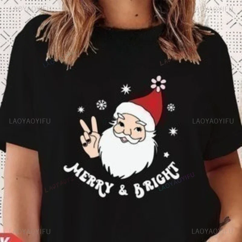 

Забавный Санта-Клаус, яркий улыбающийся ретро, винтажные семейные праздничные футболки с рождественским рисунком, хлопковая футболка для женщин и мужчин, уличная одежда