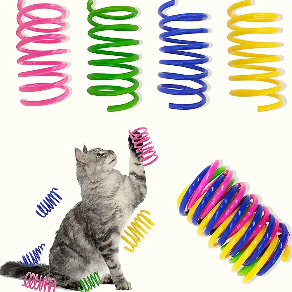 4/20Pcs Cat Spring Toy,Cat Spiral Toys Interactive for Indoor Colorful Cats Plastic Springs Coil for Kitten Hunting Swatting