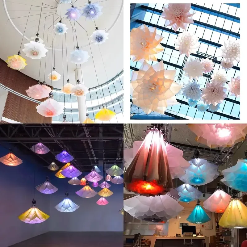 LED Lotus Lantern Creative Stage Lighting Dynamic Art Deco Chandelier Atmospheric Decorative Light for Home Party