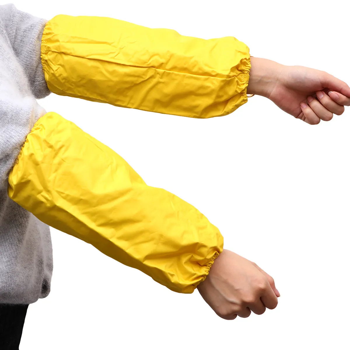 

2Pairs Oilproof Waterproof Arm Sleeve Cover Elastic Cuffs Oversleeve Kitchen Cleaning Helper Yellow