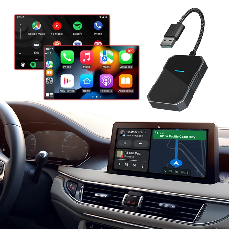 Artisan Brushed Aluminum Carplay Wireless Adapter Personalized Wireless Car Play for apple Android Auto Dongle
