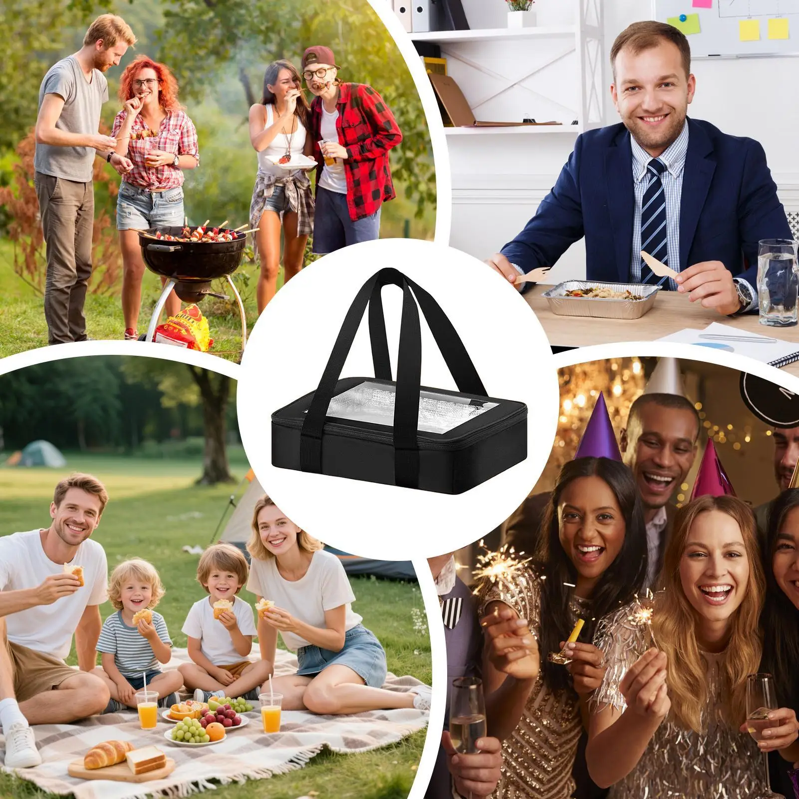 طاجن دفئا الناقل مانعة للتسرب حقيبة حرارية قابلة للطي حقيبة نقل الغذاء طاجن دفئا لخدمة توصيل وجبة النقل