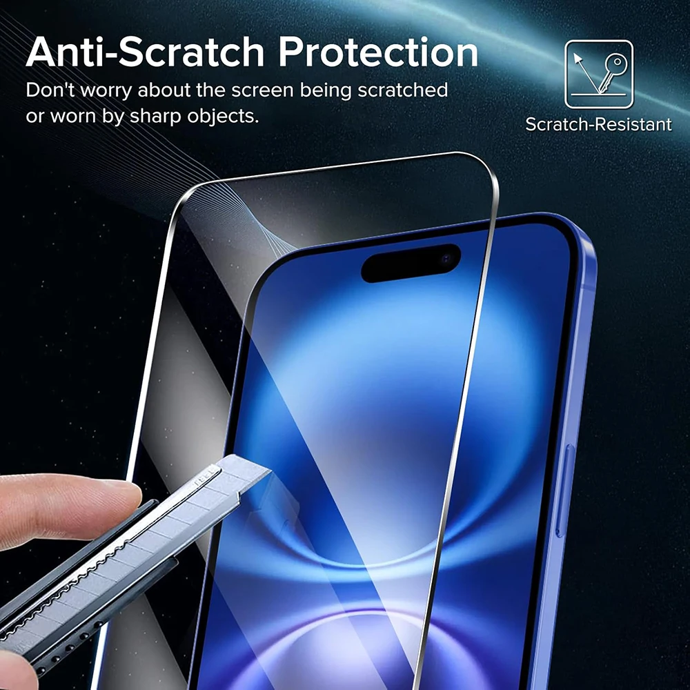 4Pcs Tempered Glass for iPhone 15 11 12 14 Pro Max Mini 7 8 6s Plus Full Cover Screen Protector for iPhone 13 16 PRO XR XS MAX