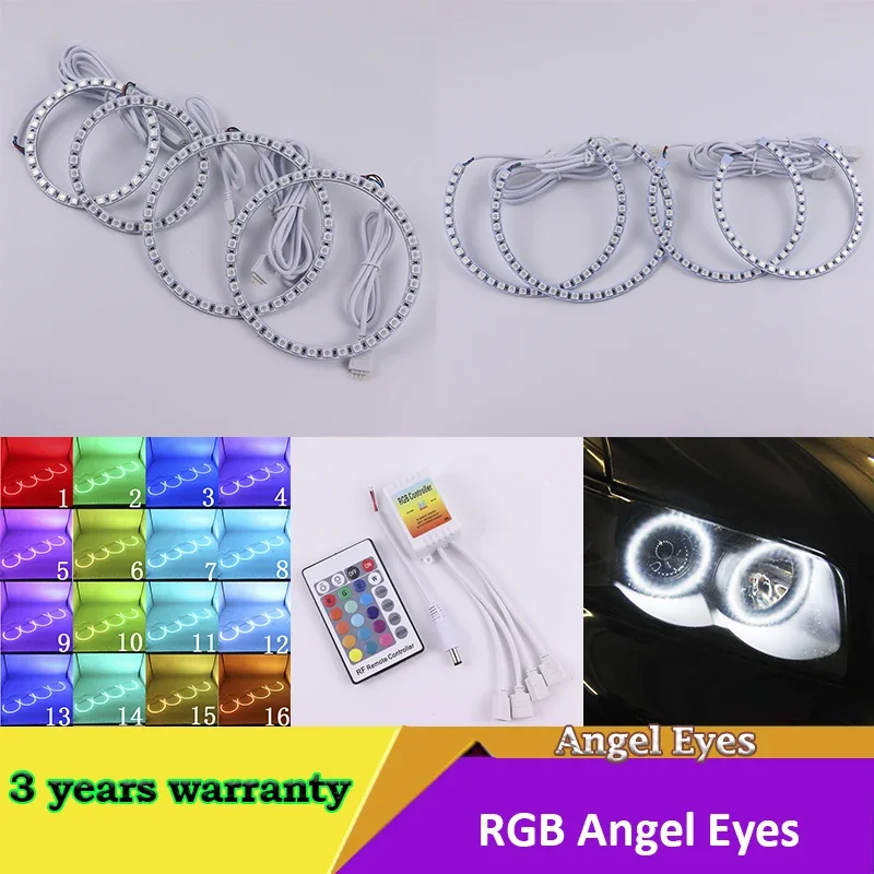 Angel Eyes RGB Multicolor Remote Control Kit Single Circle 2pcs 90mm 95mm 100mm 105mm 110mm 115mm 120mm 126mm 131mm 146mm 158mm