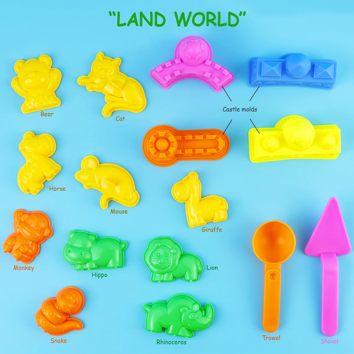 TOYMYTOY 27 PCS Brinquedos de moldagem de areia Brinquedos de praia de verão para crianças Conjunto de jogos de areia com moldes e ferramentas de areia de animais de castelo (cor aleatória)