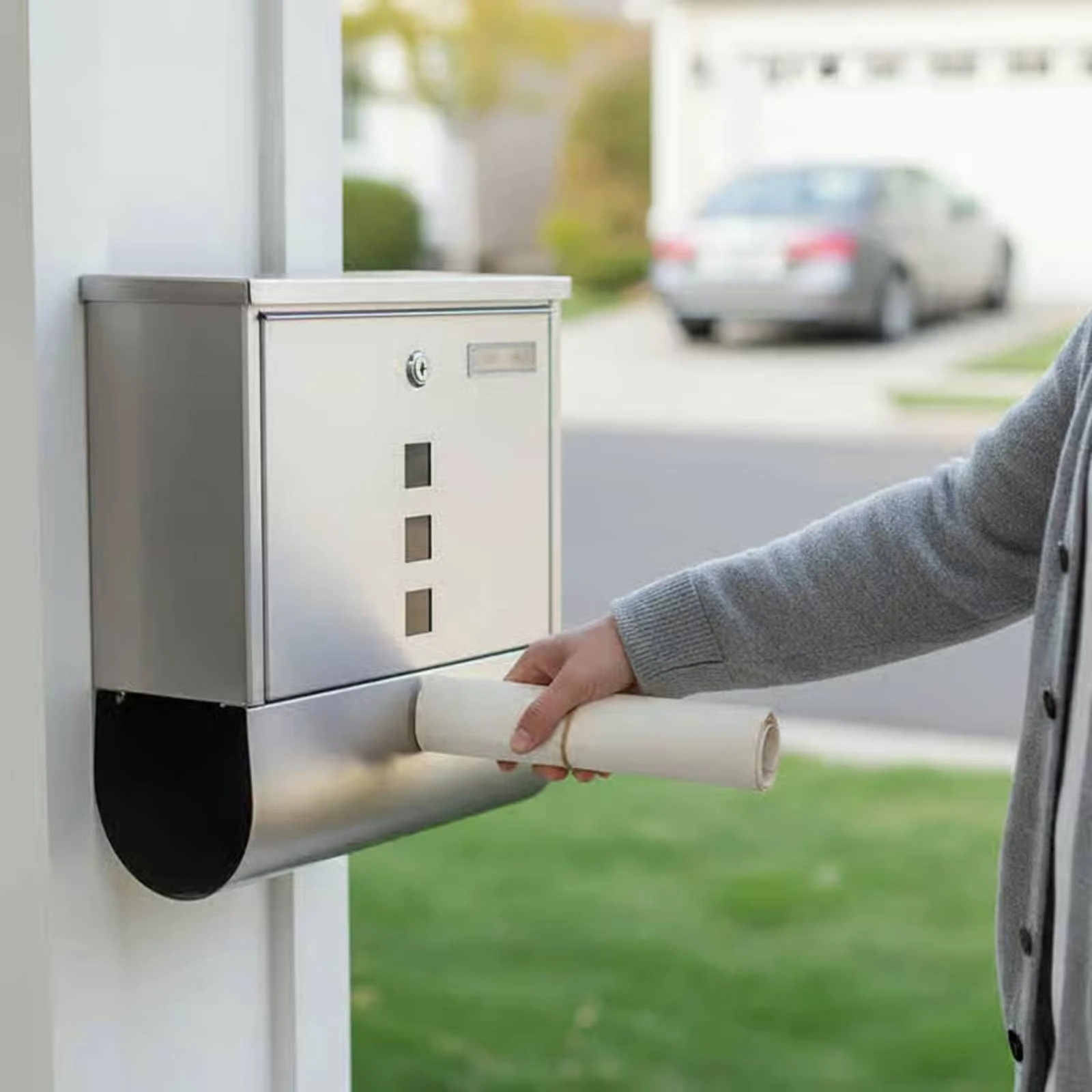 Locking Stainless Steel Mailbox Curved Front Drop Box