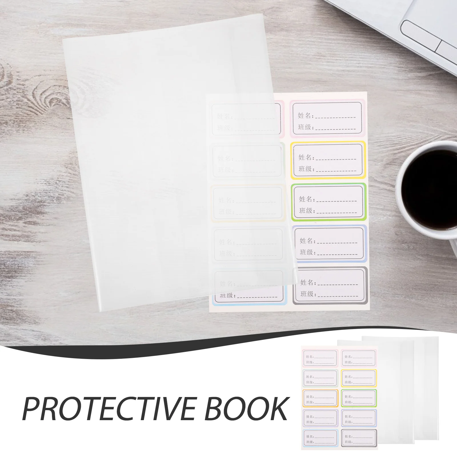 Funda autoadhesiva para libros, cubierta protectora transparente de plástico para libros de texto, 10 piezas