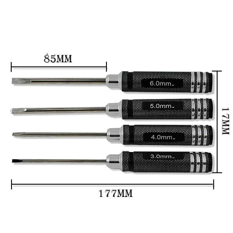 Kit de tournevis à fente pour hélicoptère RC, outil de réparation d'avion de importateur, enveloppé, 3.0mm, 4.0mm, 5.0mm, 6.0mm