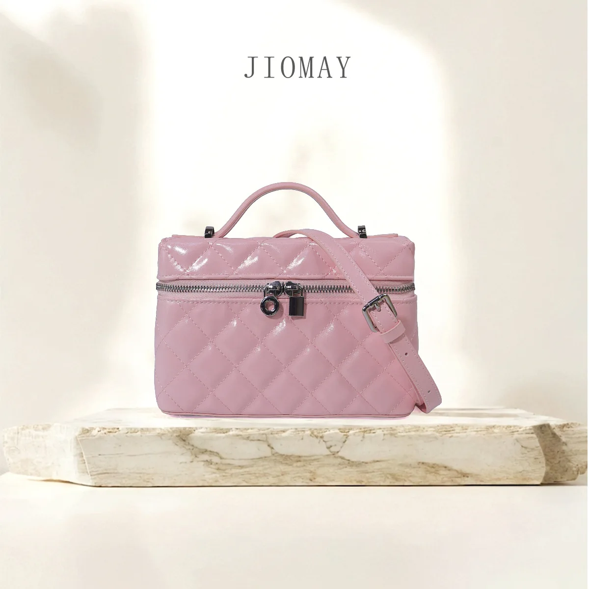 Candy Color Quilted Embroidered Top Handle Lunch Box Bag for Women, Fashion Versatile Shoulder Crossbody Purse Everyday Handbag