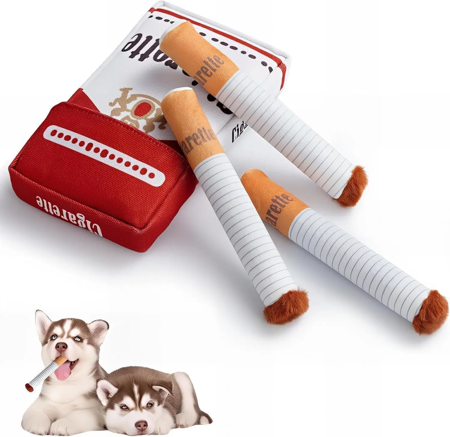 Giggles Interactive Cigarettes Dog Toy Teething Toys Funny Squeaky Cigar Plush