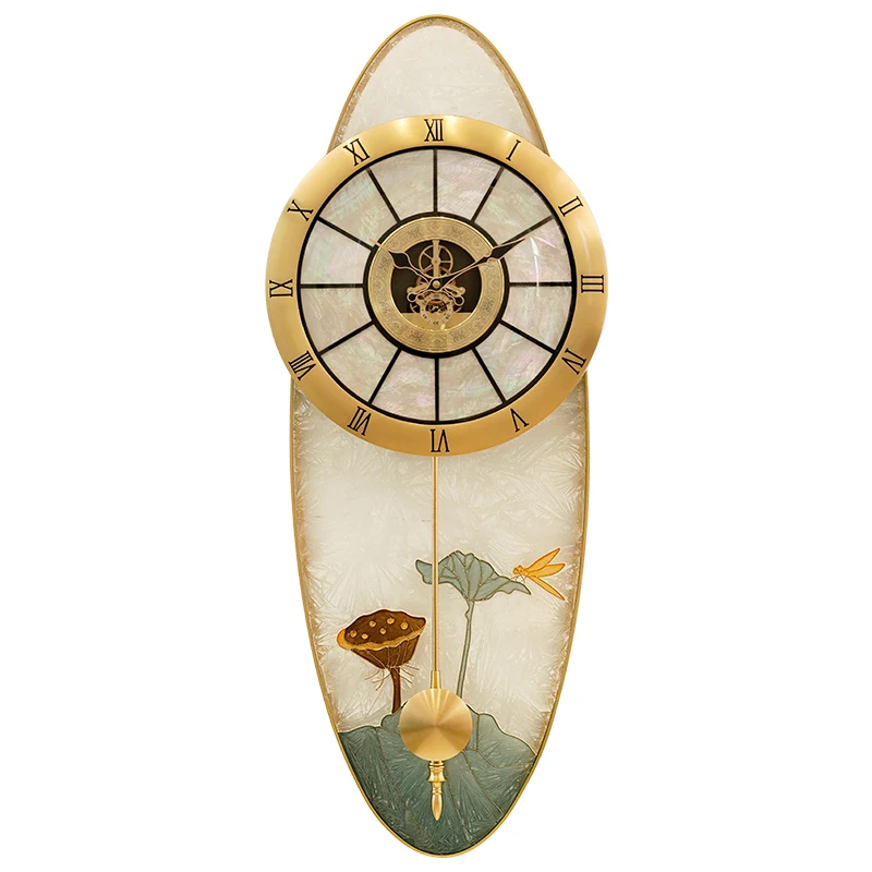 New Chinese-style home living room Chinese style atmosphere wall watch modern light luxury creative art wall clock