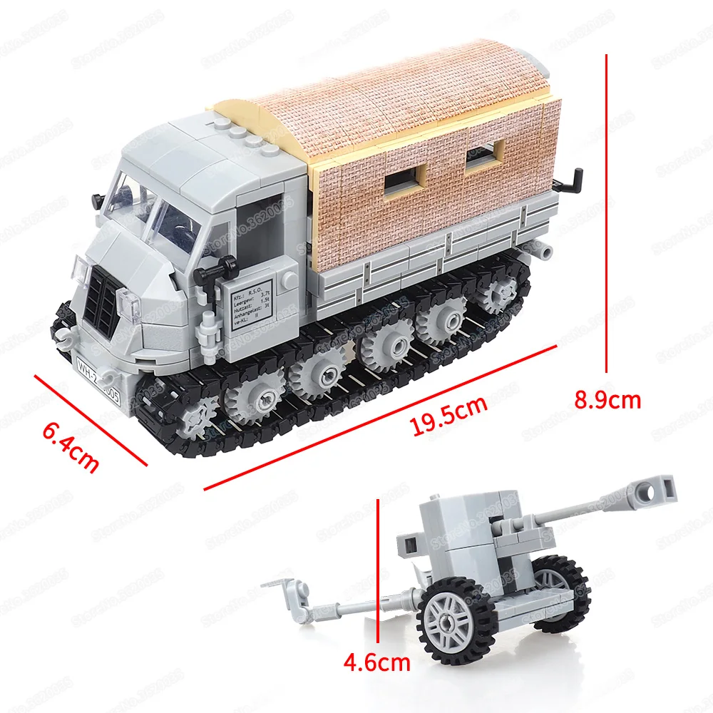 Iron Donkey RSO-01 Crawler Tractor Building Block Moc Ww2 Figures Weapons Equipment Transporter Model Children Gift Boy Diy Toys