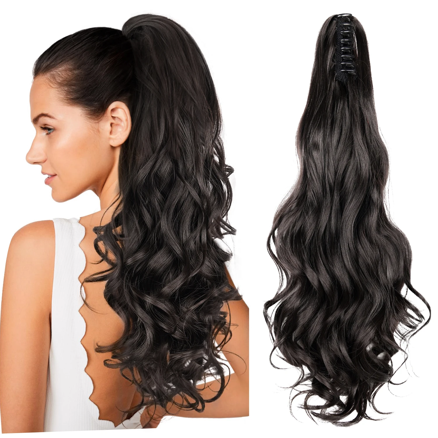 

Натуральные цветные синтетические накладные пряди для волос на заколке-крабе, волнистые, для женщин и девочек, для повседневного использования, вечеринок и праздников