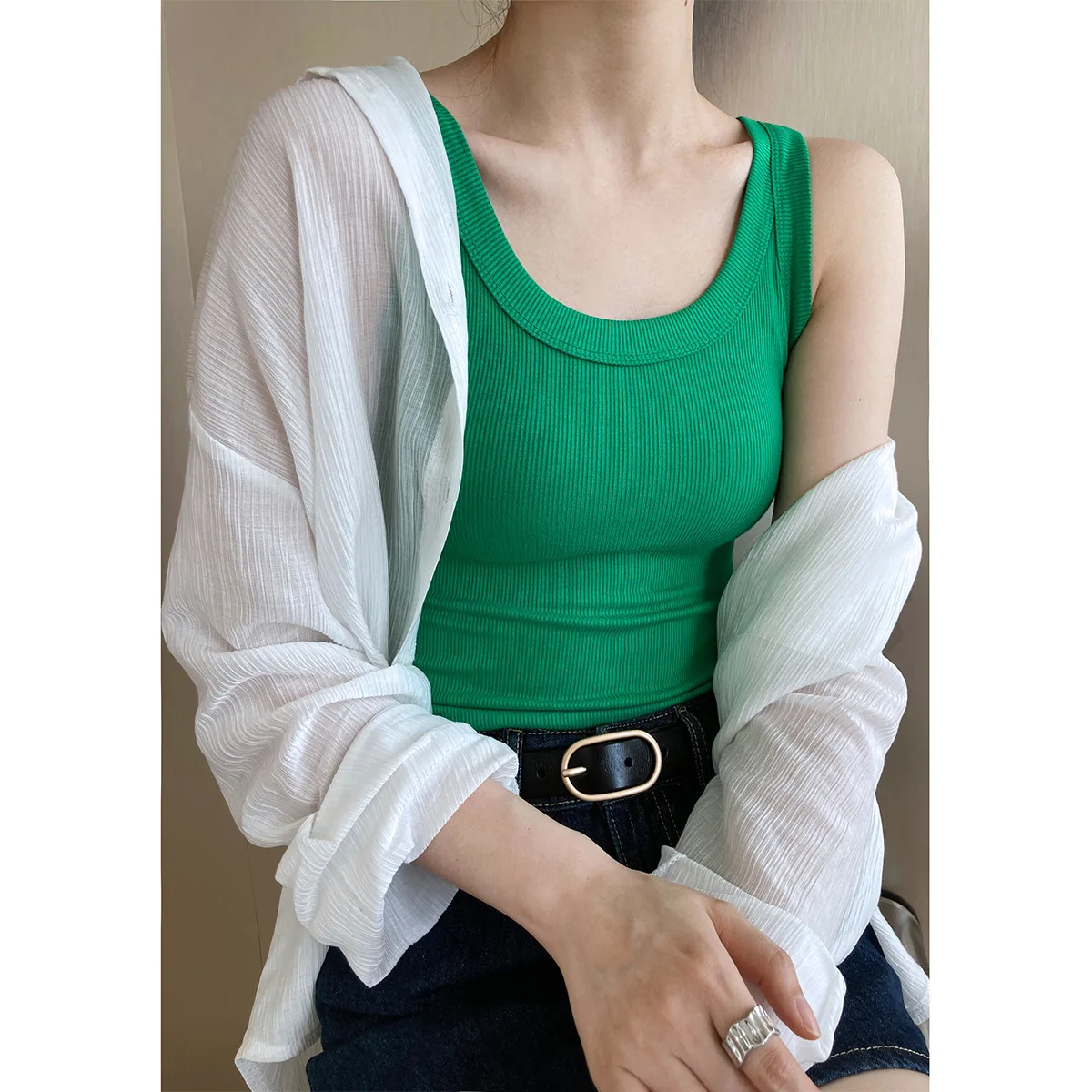

Japan Thread Suspender Vest Women's Summer Outer Tight Sports Inner Net Red Back Sleeveless Bottomless Top D12