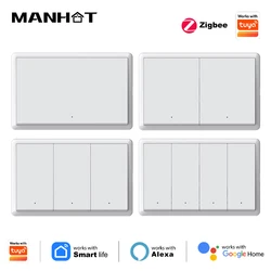 Manhot Smart zigbee Switch No Neutral Wire Required No Capacitor Wall Button Light Switches Work With Tuya Alexa Google Home