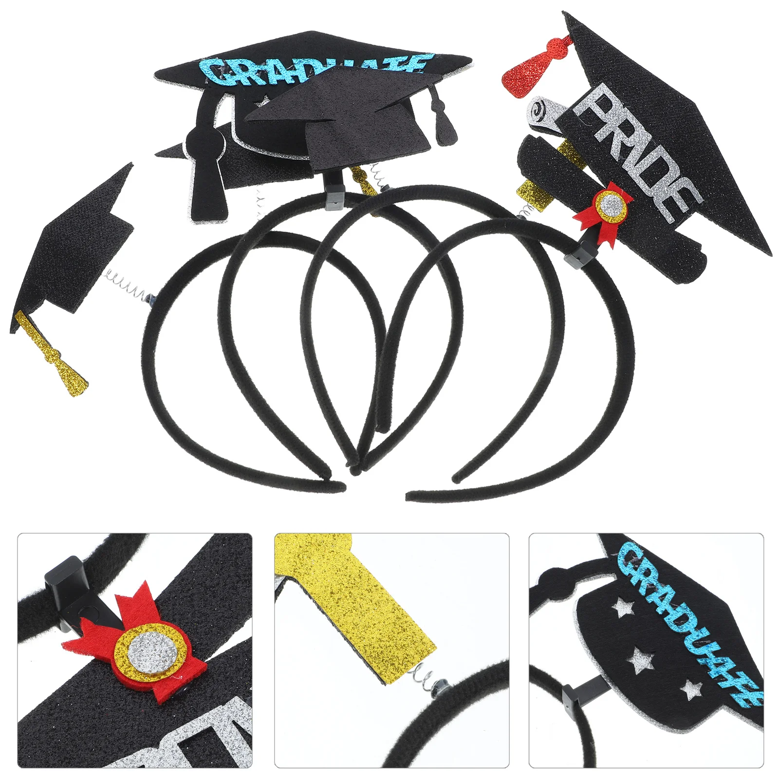 

Cabilock 4pcs Graduation Cap Headband Felt Ornament Headdress Decoration Hoop for Ceremony