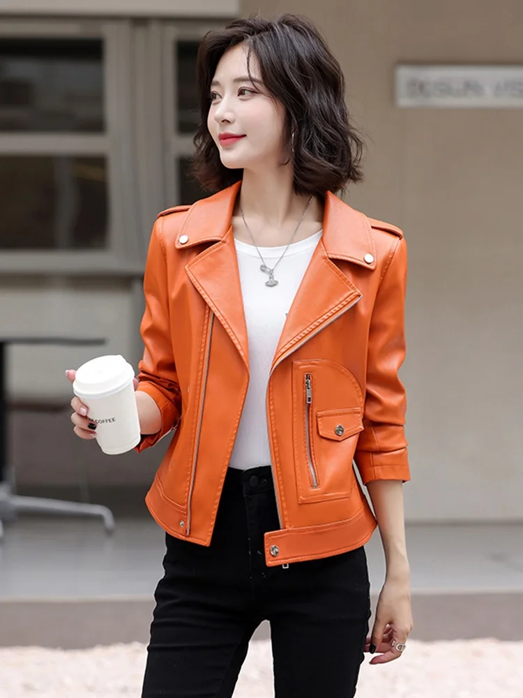 2025 Autumn Winter New Sle Haifeng Genuine eepskin Leather Jaet Women's ort Faion Bla Motorcycle Jaet
