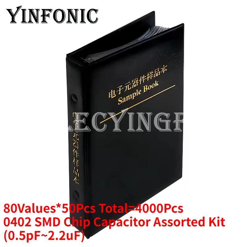 

80Values*50Pcs Total=4000Pcs 0402 SMD Chip Capacitor (0.5pF~2.2uF) Sample Book Assorted Kit