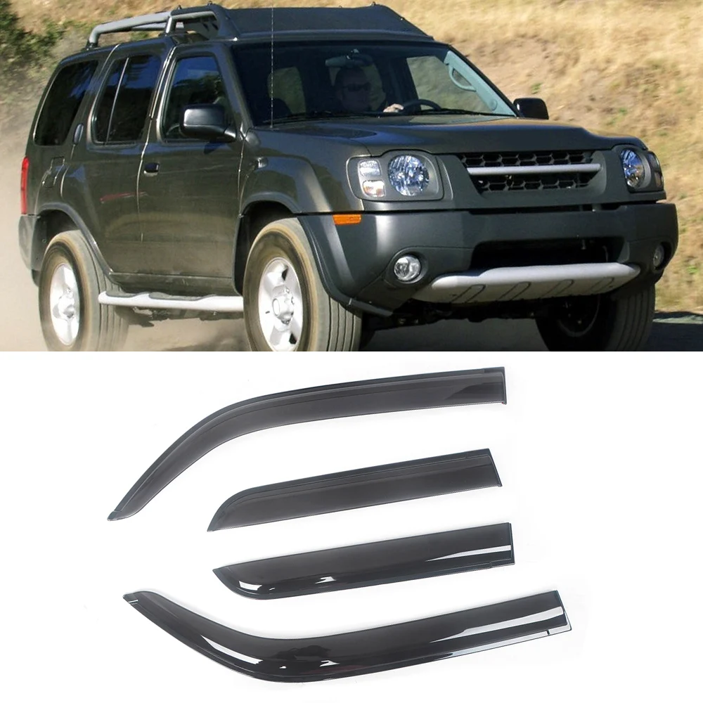 

For Nissan Xterra 2000-2016 Auto Side Window Wind Deflectors Visors Black Rain Guard Door Visor Vent Shades Dark Smoke Ventvisor