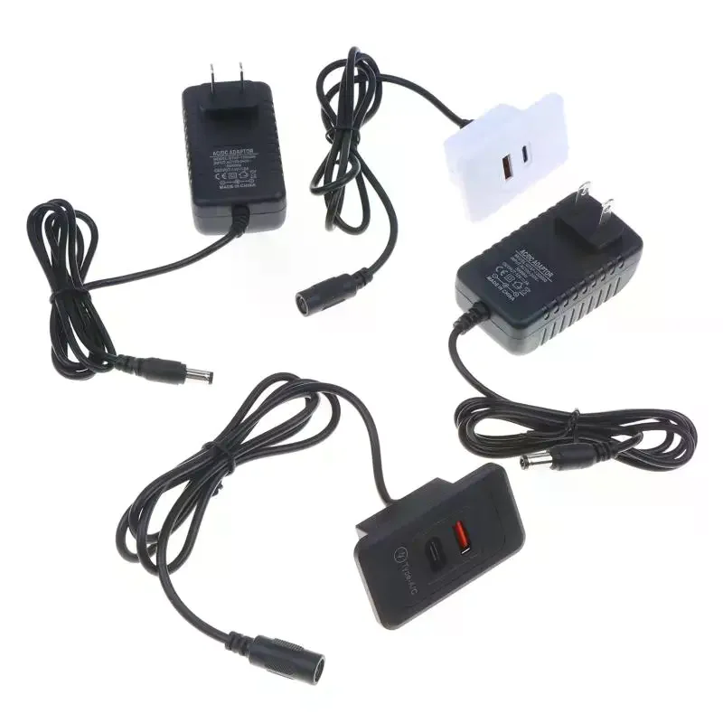 Dual Port Embedded Desktop Charging Hub USB & Type-C Power Adapter Fast Charging Station for Office Home Desk Use
