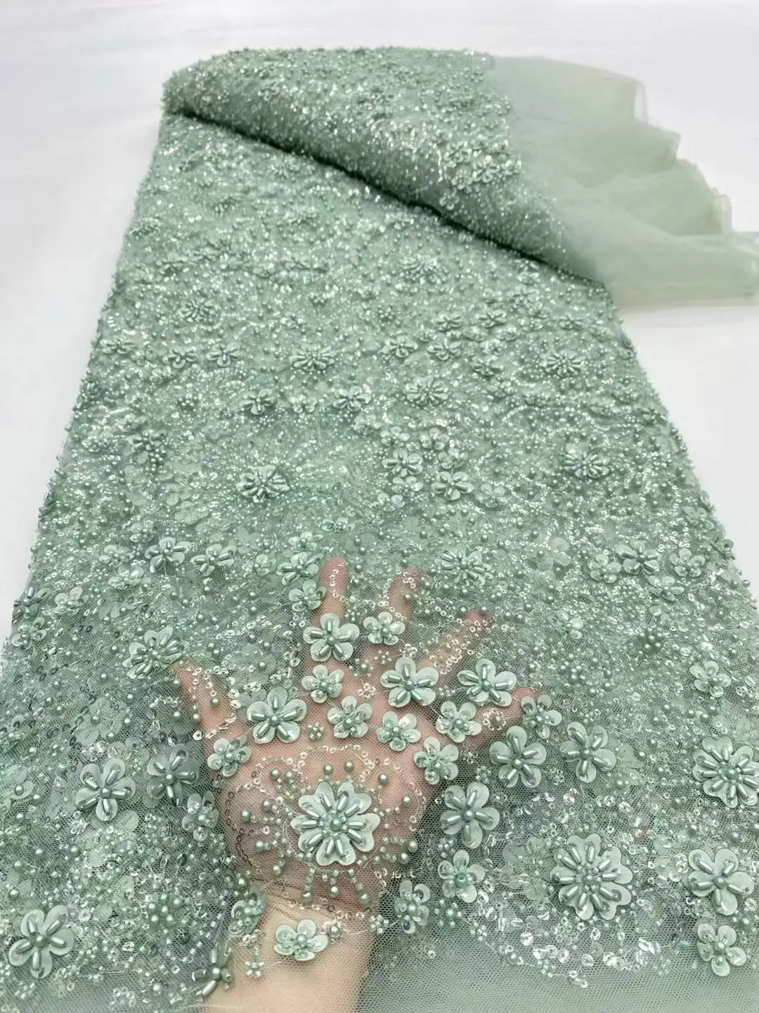 African French Tulle Groom Lace Fabric 2025 High Quality Lace With Sequins Nigerian Lace Fabrics For Party Wedding Dress Sewing