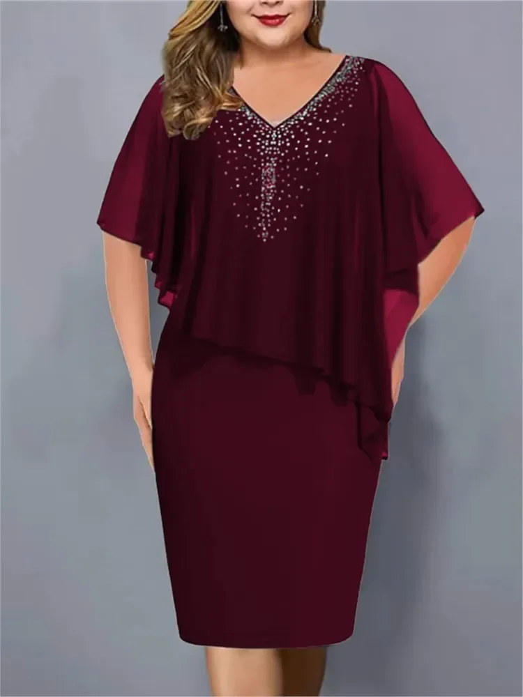 Summer New Women's Sexy V-neck One-step Skirt Chiffon Shawl Sexy V-neck Fashionable Hot Stamping Dress For Women